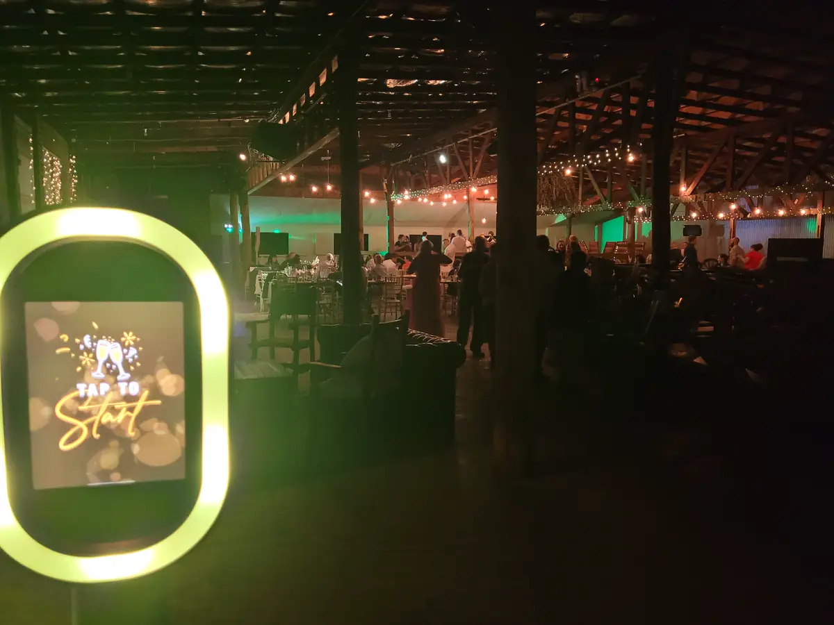 Ultimate DJs Social Booth lit up at a Woolshed Yallah reception